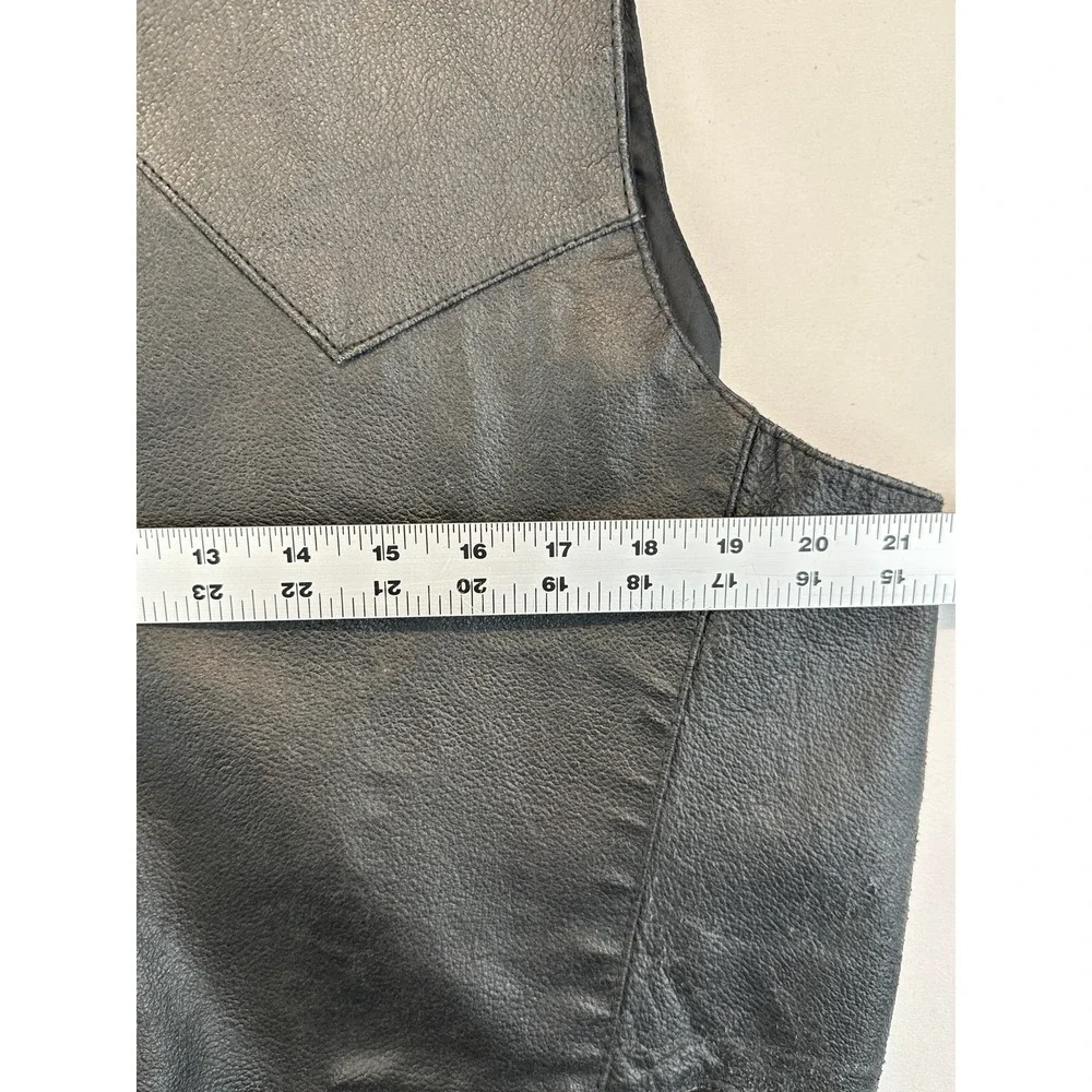Permit Platinum Leather Vest Large Black Western Biker Cowboy Motorcycle Rugged